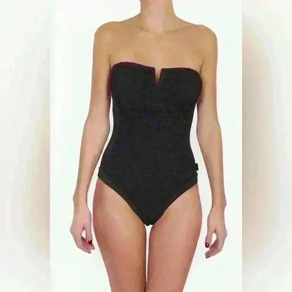 Shan Bandeau one piece swim light foam shelf bra adjustable strap/crochet size 8 - Picture 3 of 10